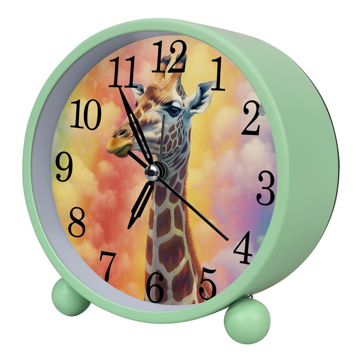 Luoweisi Alarm Clock Giraffe Rainbow, Silent Non-Ticking with Night Light