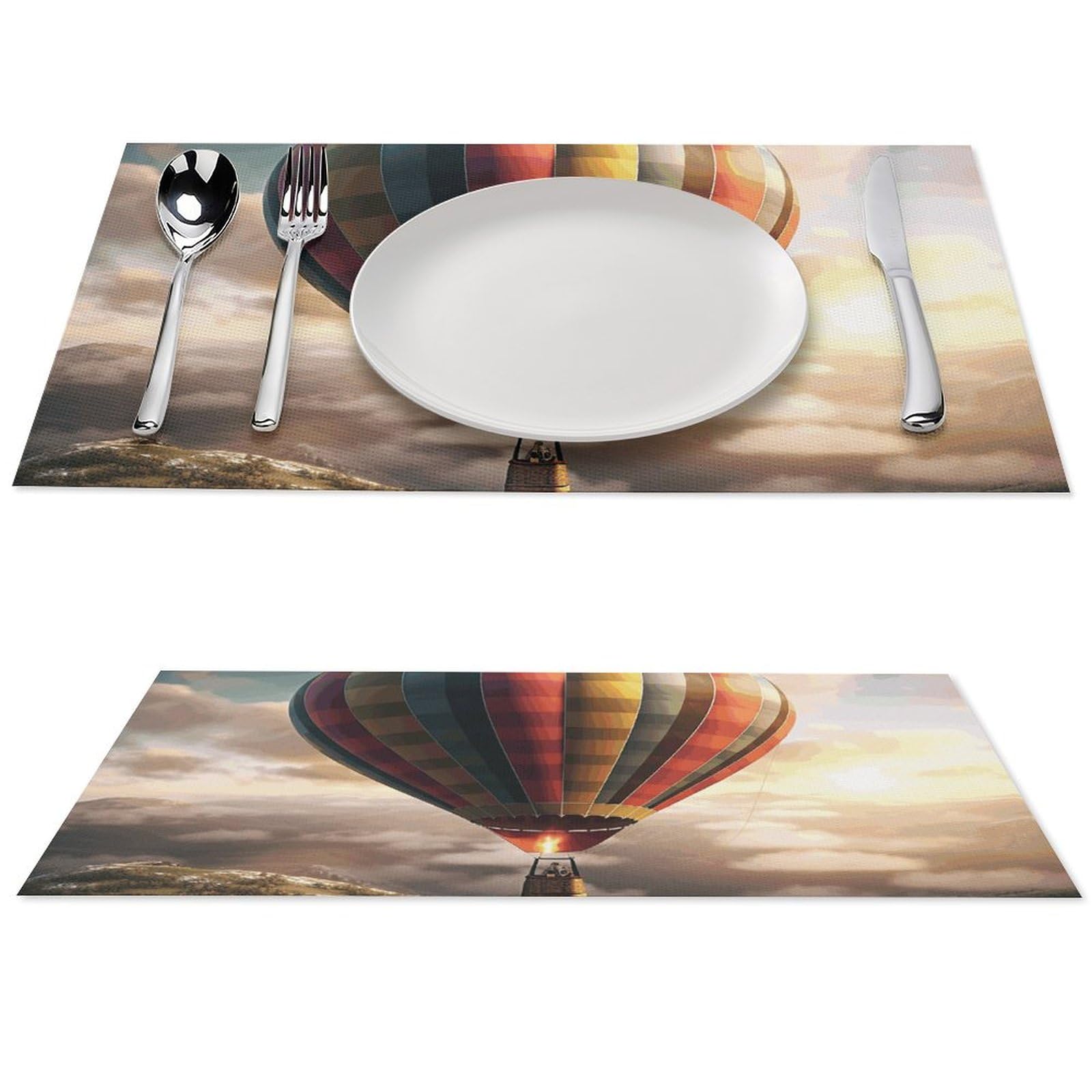 Sets de table montgolfière en PVC tissé lavable de 45x30 cm pour cuisine - Lot de 6