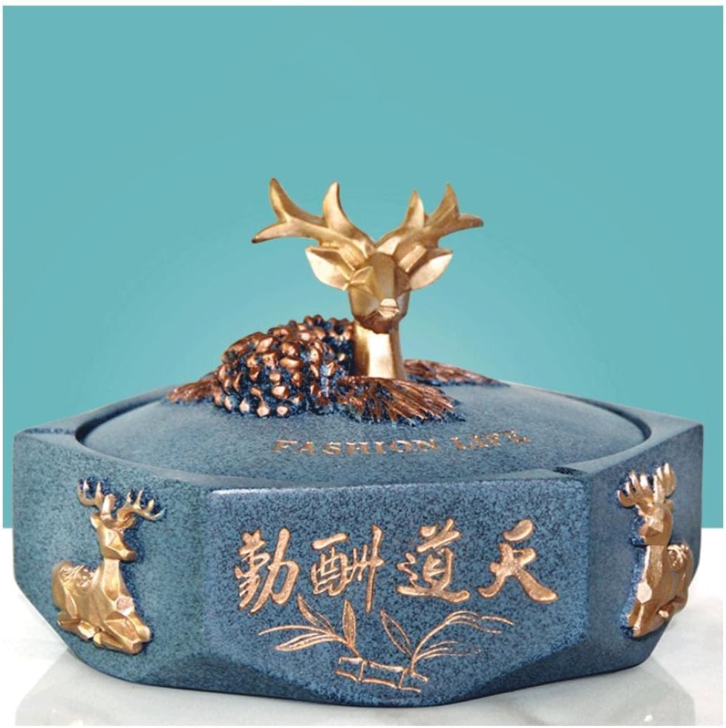 Rieort Cendrier cendrier en résine avec Couvercle cendrier extérieur cendrier intérieur 18x18x14 Cm Ensembles de cendriers créatifs personnalisés cendriers pour la Maison