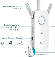 Vista 4 de TP-Link Extensor de alcance WiFi AC1900 RE550 Amplificador repetidor inalámbrico de doble banda con puerto Gigabit Ethernet Hasta 2200 pies