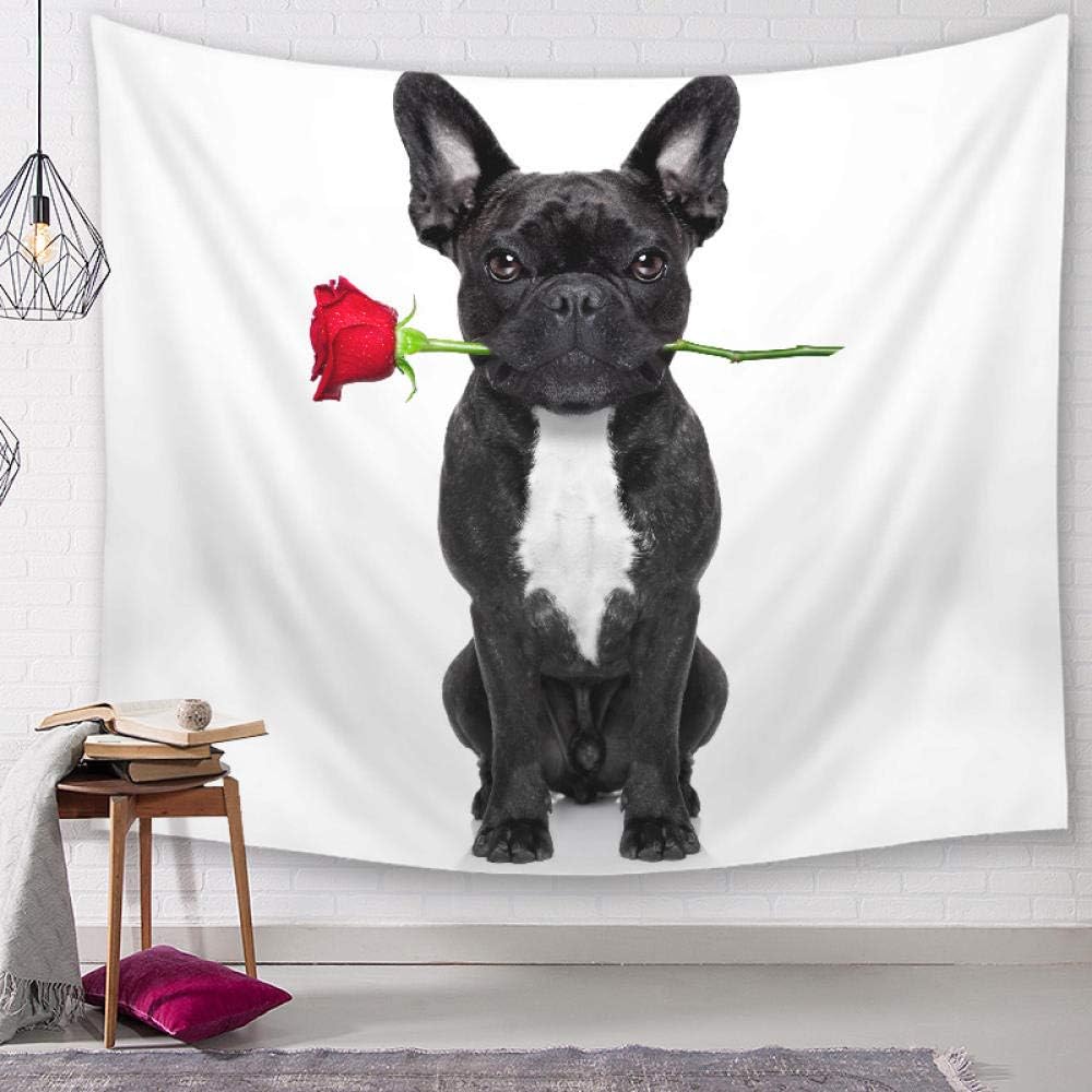 Cute Bulldog Tapiz montado en la Pared Hippie Bohemia Pug Pug Bull Terrier Tapiz Decorativo de Pared Bad Dog Alfombra de Pared Tirar Alfombra Manta Tapiz Tapicería de Tela no Tejida 200 * 150Cm MU