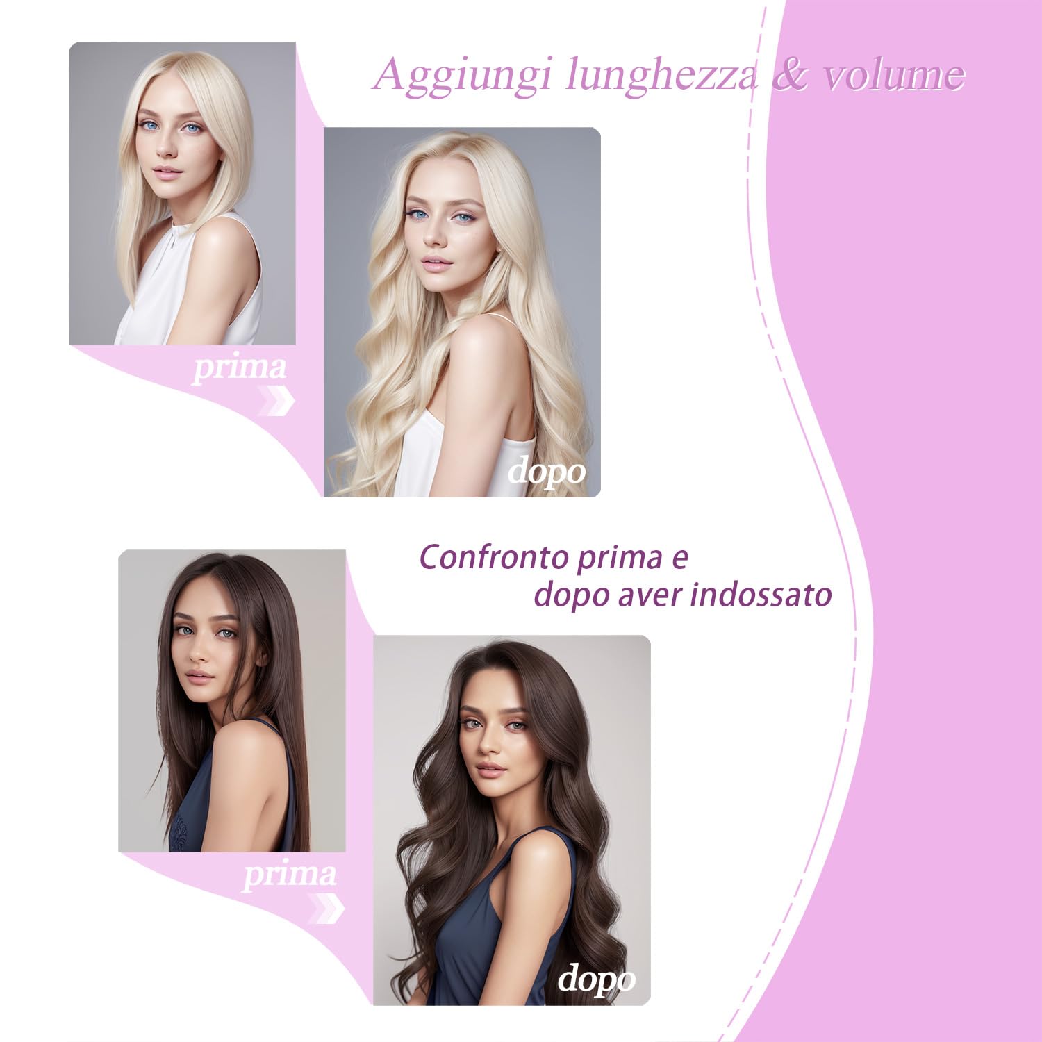 LieblichWelle Extension Capelli Veri Biadesivo Biondo Decolorato 60 cm, 20 pz, 50 g, Salon-Grade Qualità, Facili Comode da Indossare Per le Giovani Donne (Biondo Decolorato, 60 cm)