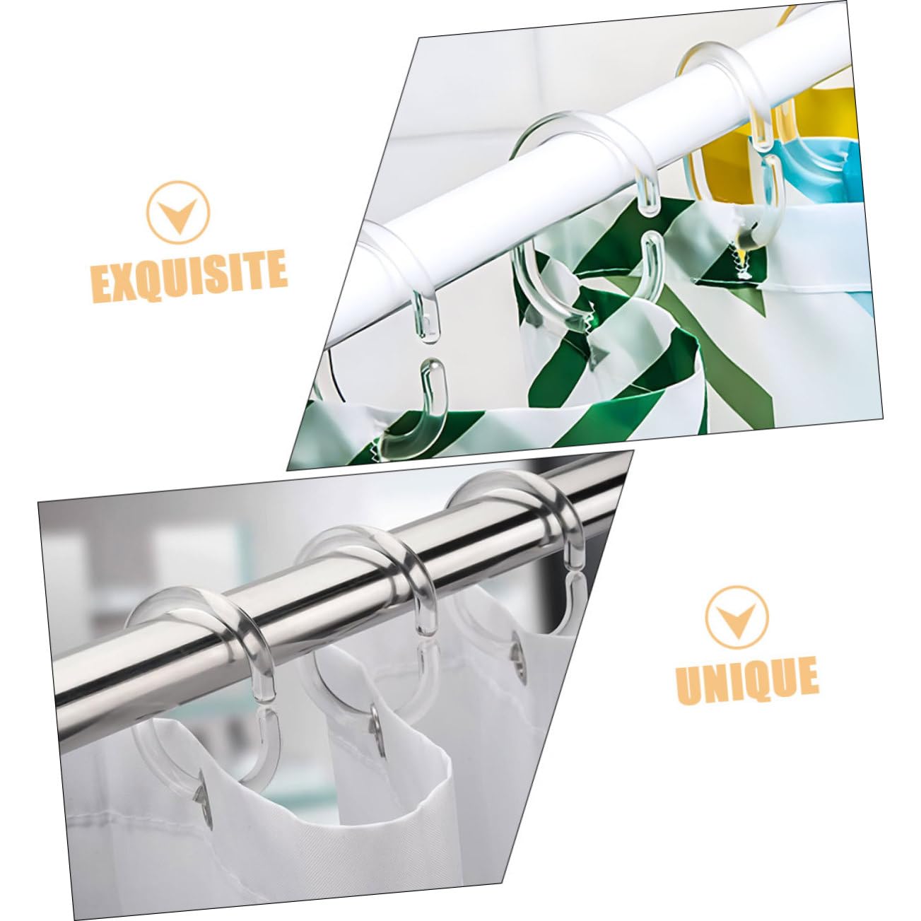 Garneck 240pezzi Ganci per Tende c Trasparente per Doccia Facili da Installare Resistenti e Decorativi per Tende da Bagno e Interni