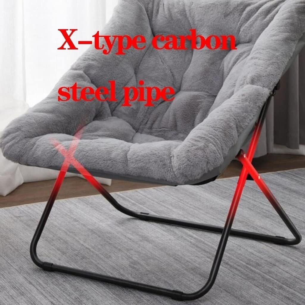 Faux Fur Oversized Saucer Chair for Living Room Folding Lounge with Soft Furry Accent Metal Frame Moon(Grey)