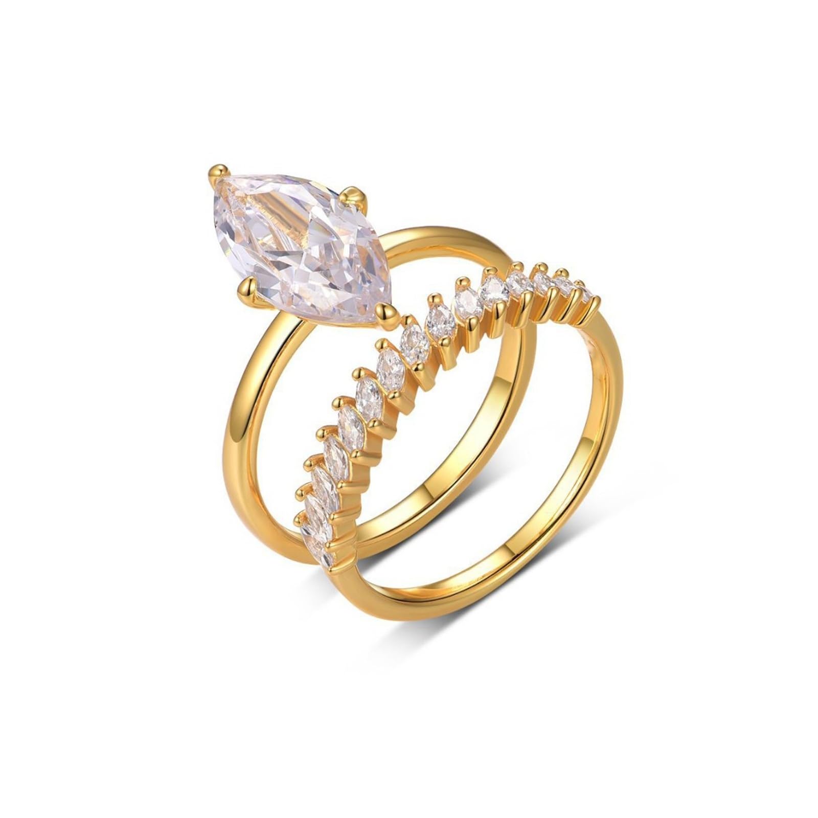 Anillos de boda de oro blanco Moissanite 3ct, anillo de compromiso de oro auténtico, 2 unidades, alianzas para mujer, oro, anillo apilable