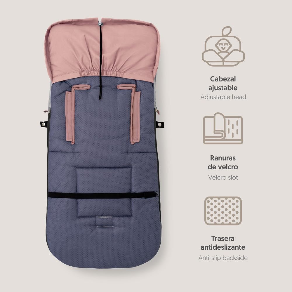 Sacco Passeggino Invernale Universale Interbaby | Copri Passeggino Universale Morbida | Sacco Termico per Ovetto Rimovibile, Doppia Apertura, Facile da Lavare, Materiali Anallergici, Rosa