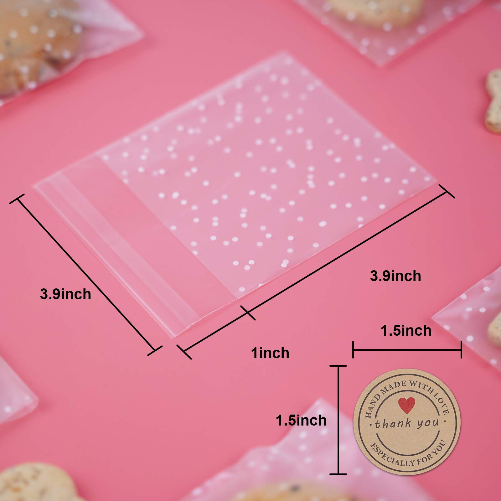 500 Selbstklebende Zellophantüten 8,9x8,9 Cm – Für Süßigkeiten, Kekse, Seife & Geschenke