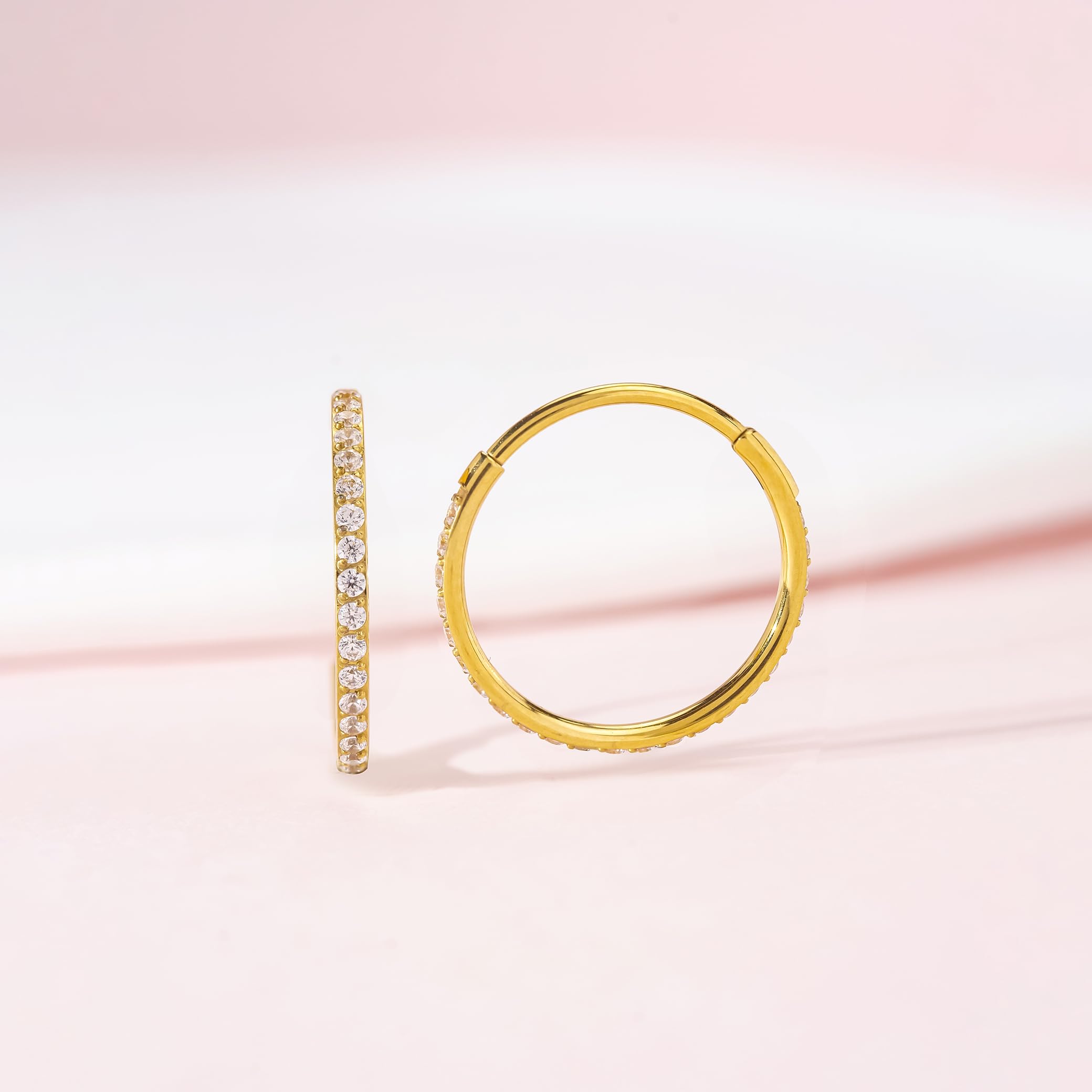 Limerencia Orecchini a Cerchio per Donna Uomo Bambina, 8-12 mm Orecchini in Titanio con Zircone Cubica, Medico Anallergici Orecchini per Orecchie Sensibili