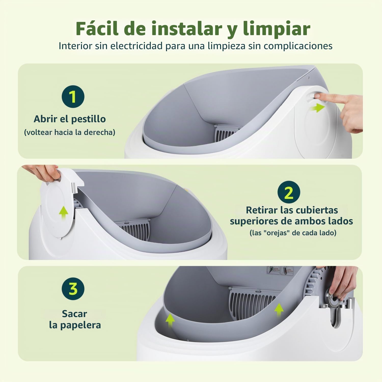 Nobleza Arenero Autolimpiable para Gatos SL03 - Caja de Arena Automática con Control por App, Diseño Abierto y Seguro, Capacidad XXL 12L para Varios Gatos, Incluye Bolsas y Ambientador, Blanco