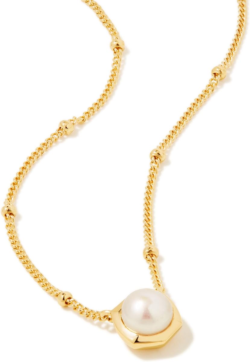 Kendra Scott Davie Collar con colgante de perlas en perla blanca, joyería fina para mujer
