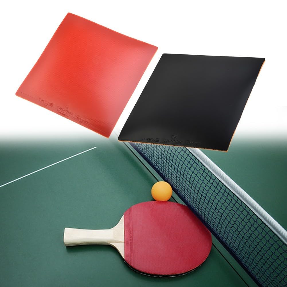 Gdfnmogo Spugna rigida in gomma professionale da ping pong, racchetta da ping pong, accessori per ping pong in gomma, spugna dura in gomma (nero + rosso)