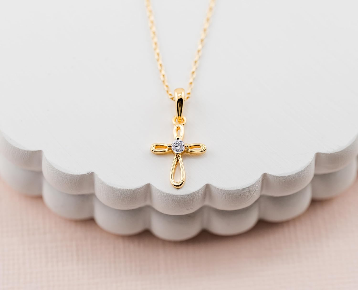 Cherished Moments Girl's 925 Sterling Silver First Communion Infinity Cross Pendant Necklace with CZ - Image 3