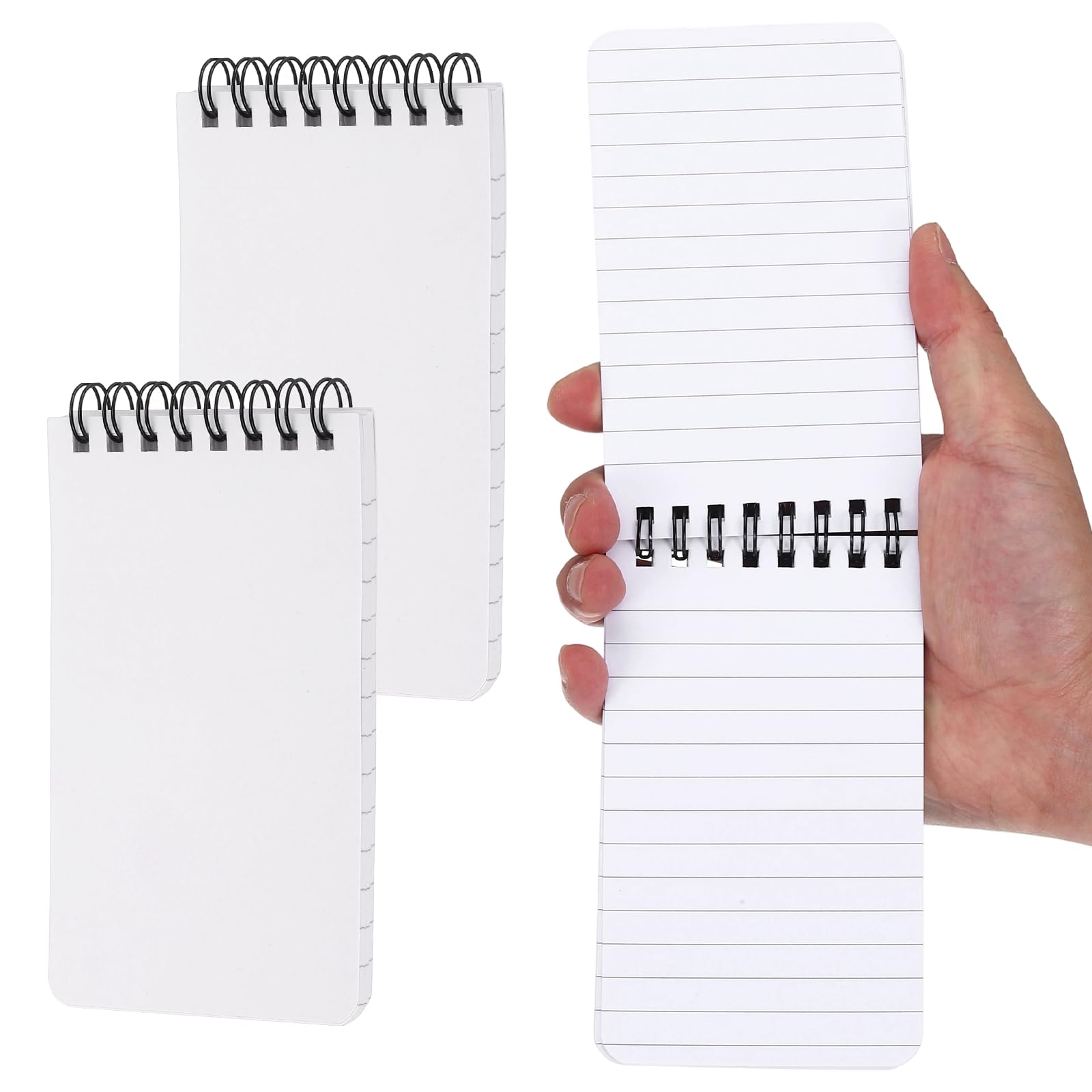 PATIKIL 3x5" Pocket Sketchbook, 2 Pcs Top Spiral Notebook Mini Lined Notebook Memo Pads 80GSM 60 Sheets/120 Pages Hard Cover Portable for Office Outdoor Travel Journal Draw, White