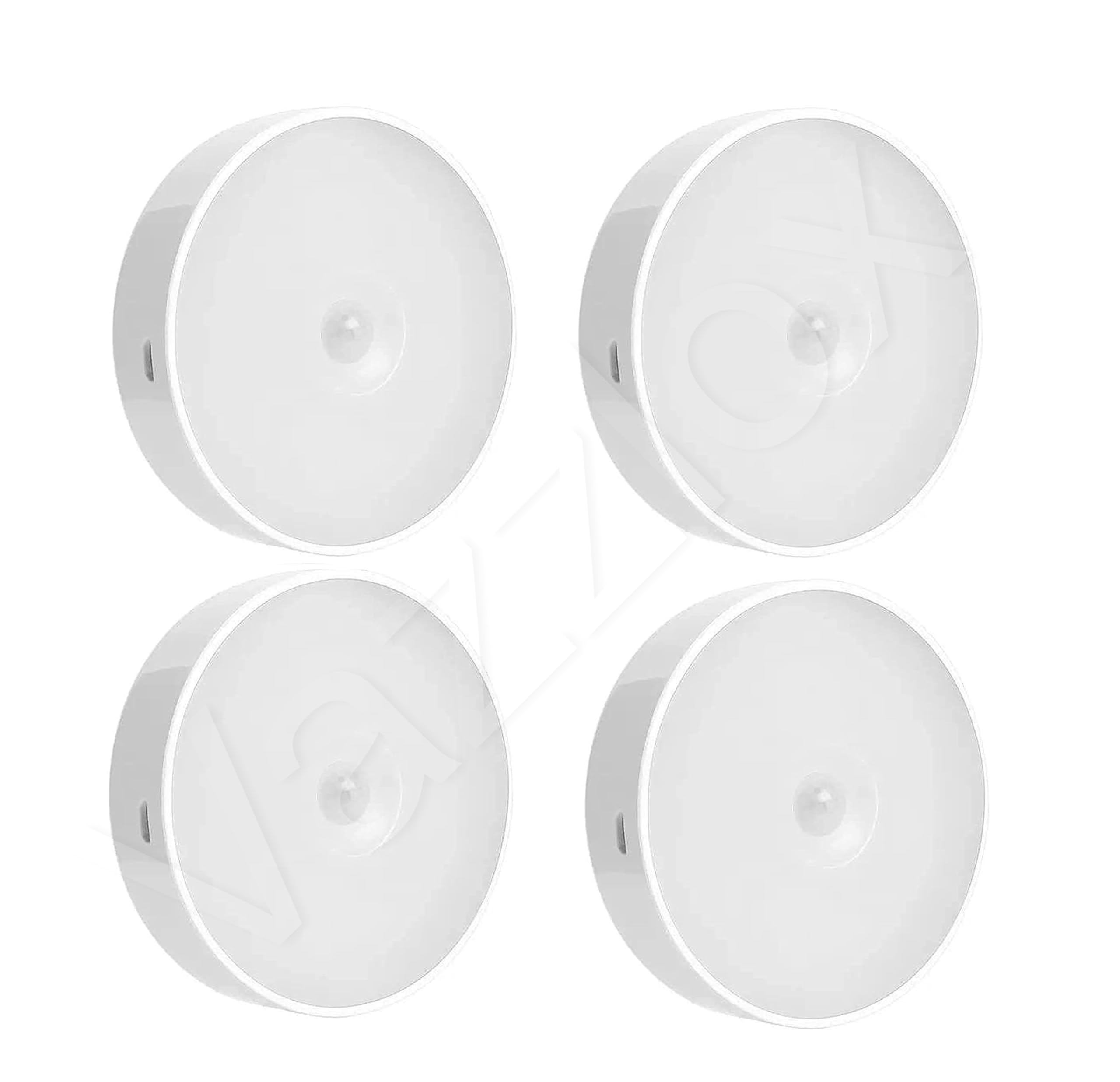 VazzLox Motion Sensor Light for Home (Pack of 4) with USB Charging Wireless Self Adhesive LED Body Induction Lamp Sensor Light for Wardrobe Lights with Sensor Night Light for Cupboard Stairs (Warm)