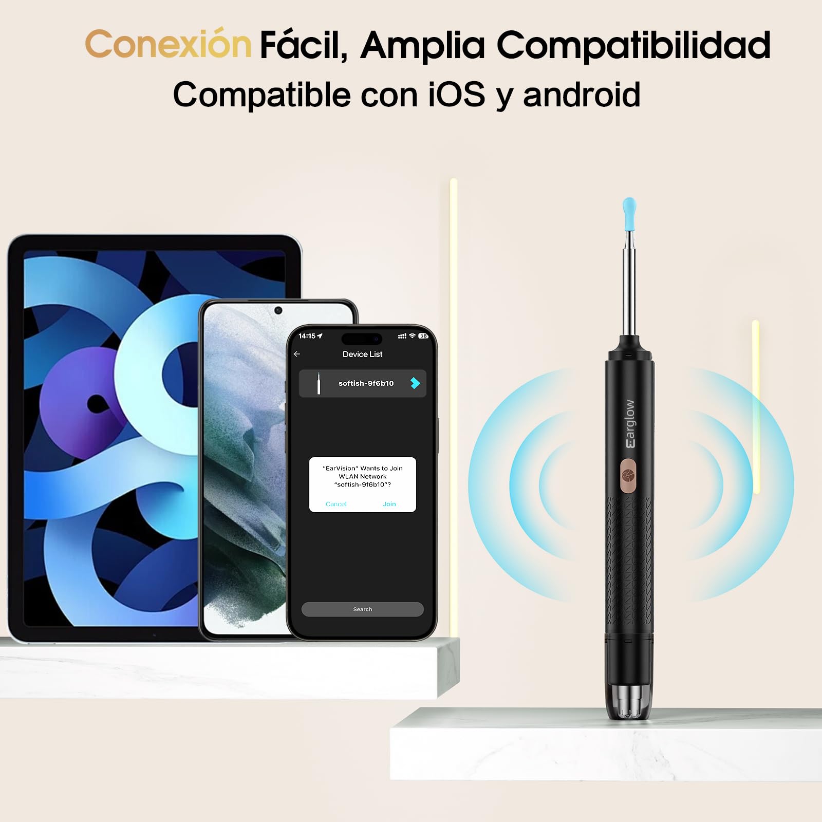 Otoscopio y Cortapelos Nariz 2 en 1 Kit, Limpiador de Oidos Cera con Camara 1080P HD Wifi, Eliminar Cera del Oído y Recortar el Vello Nasal Compatible iOS y Android