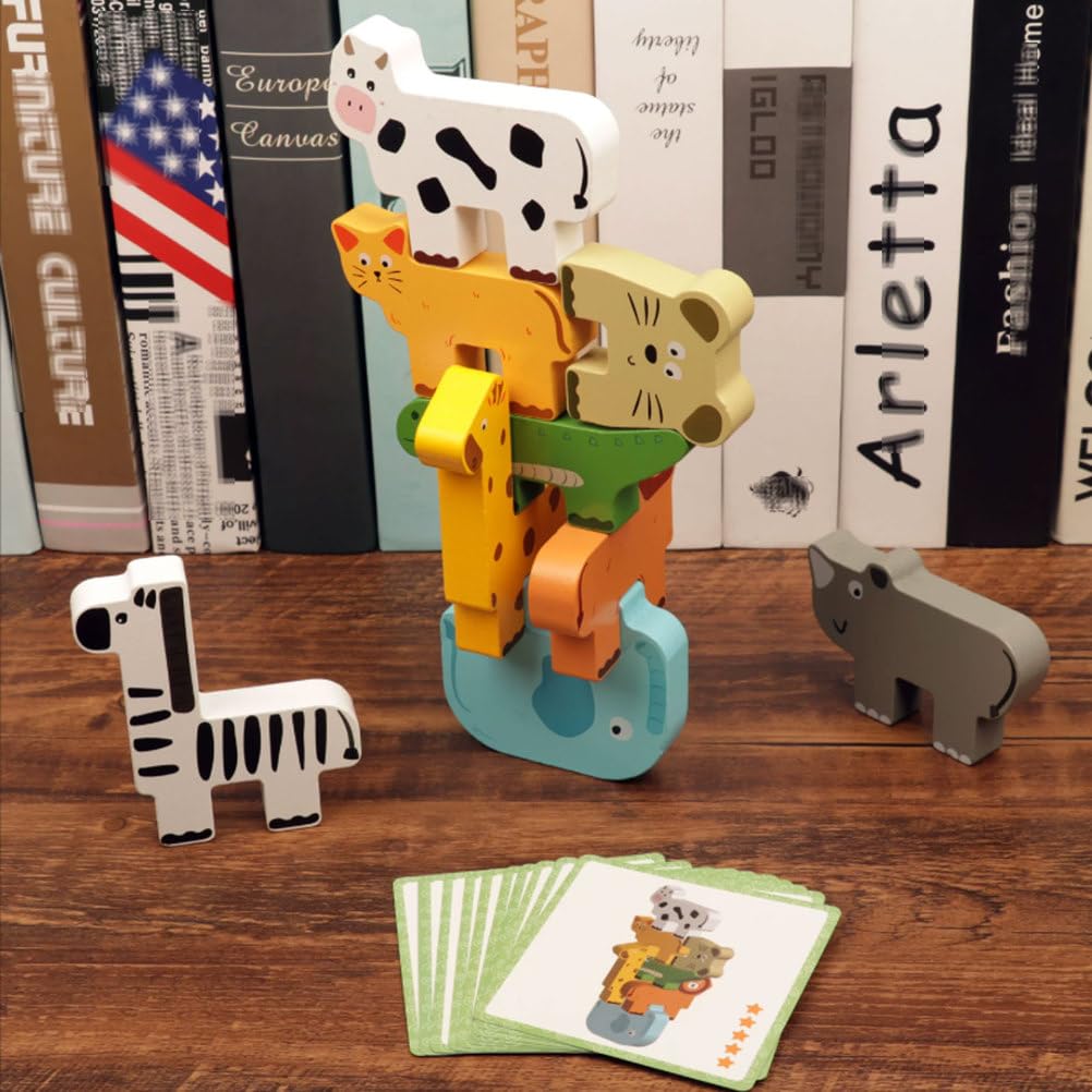 Juguete Bloques Madera Montessori Balance Apilamiento Animales