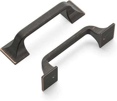 Hickory Hardware 1 Pack Solid Core Kitchen Cabinet Pulls, Luxury Cabinet Handles, Hardware for Doors & Dresser Drawers, 3 Inch Hole Center, Vintage Bronze, Forge Collection