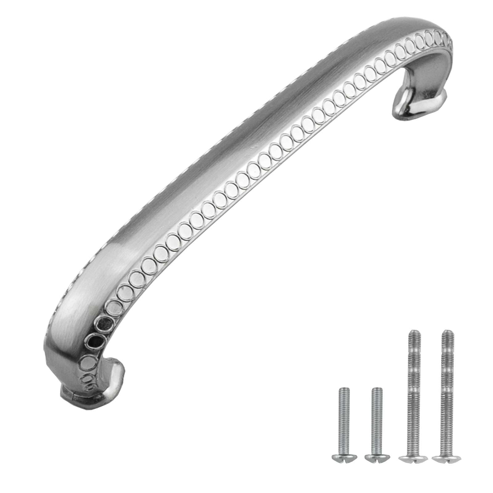 Modket Ravenna Series - Tirador sólido tradicional clásico para gabinete de cocina, longitud total de 5-3/8 pulgadas, centros de agujeros de 5 pulgadas, níquel cepillado, 10 paquetes