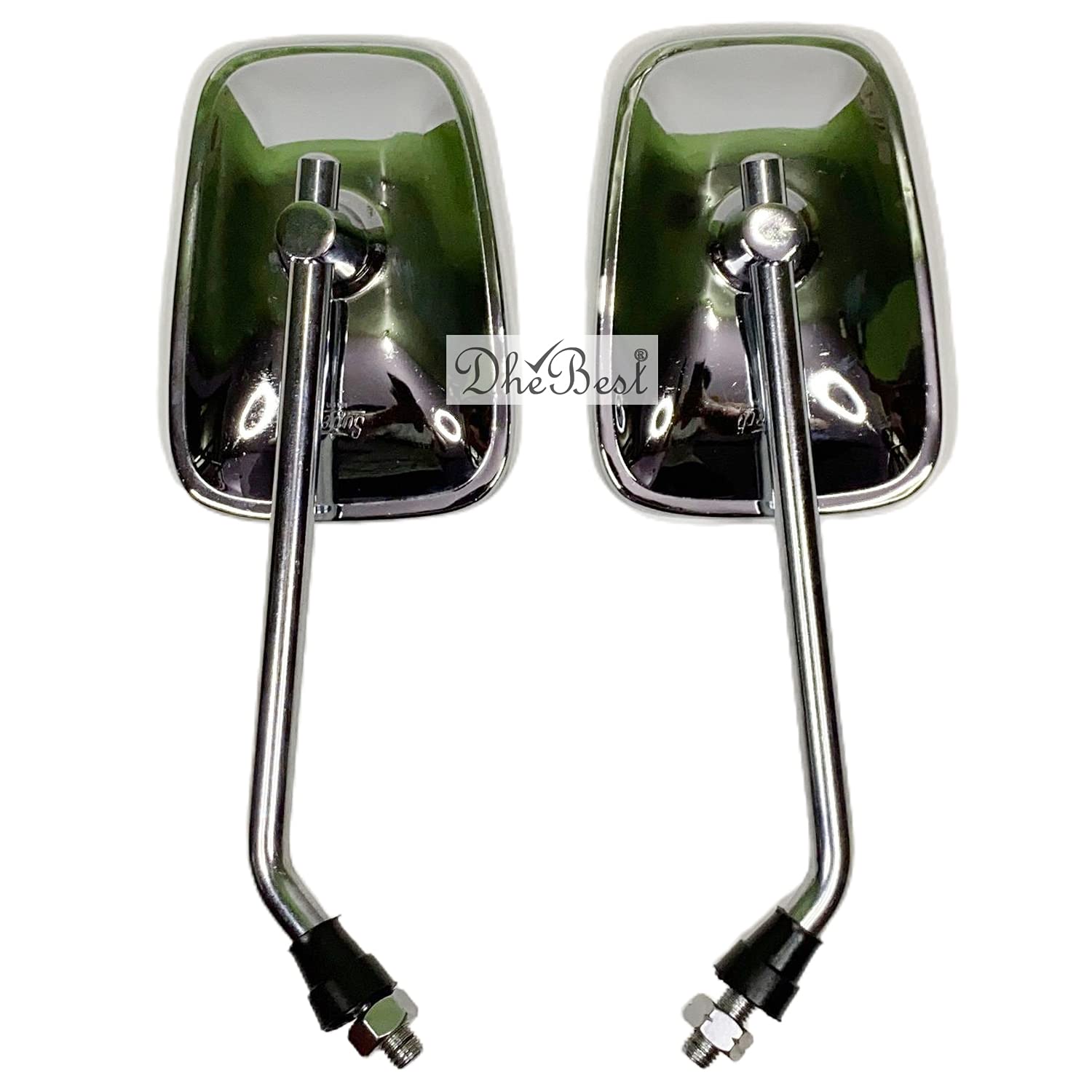Dhe Best RM-04 Bike Handle Bar Rear View Rectangle Side Fancy Mirror Chrome Set of 2 for Bajaj Pulsar 150 Type 1 2