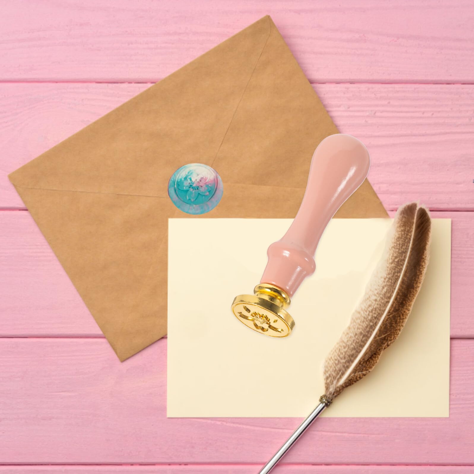 3 Juegos Kit de Sellos de Lacre DIY 7 Piezas Mango Cuentas de Cera y Sello de Flor de Cerezo para Cartas Sobres y Decoración de Invitaciones de Boda Material Abs y Corcho Uso