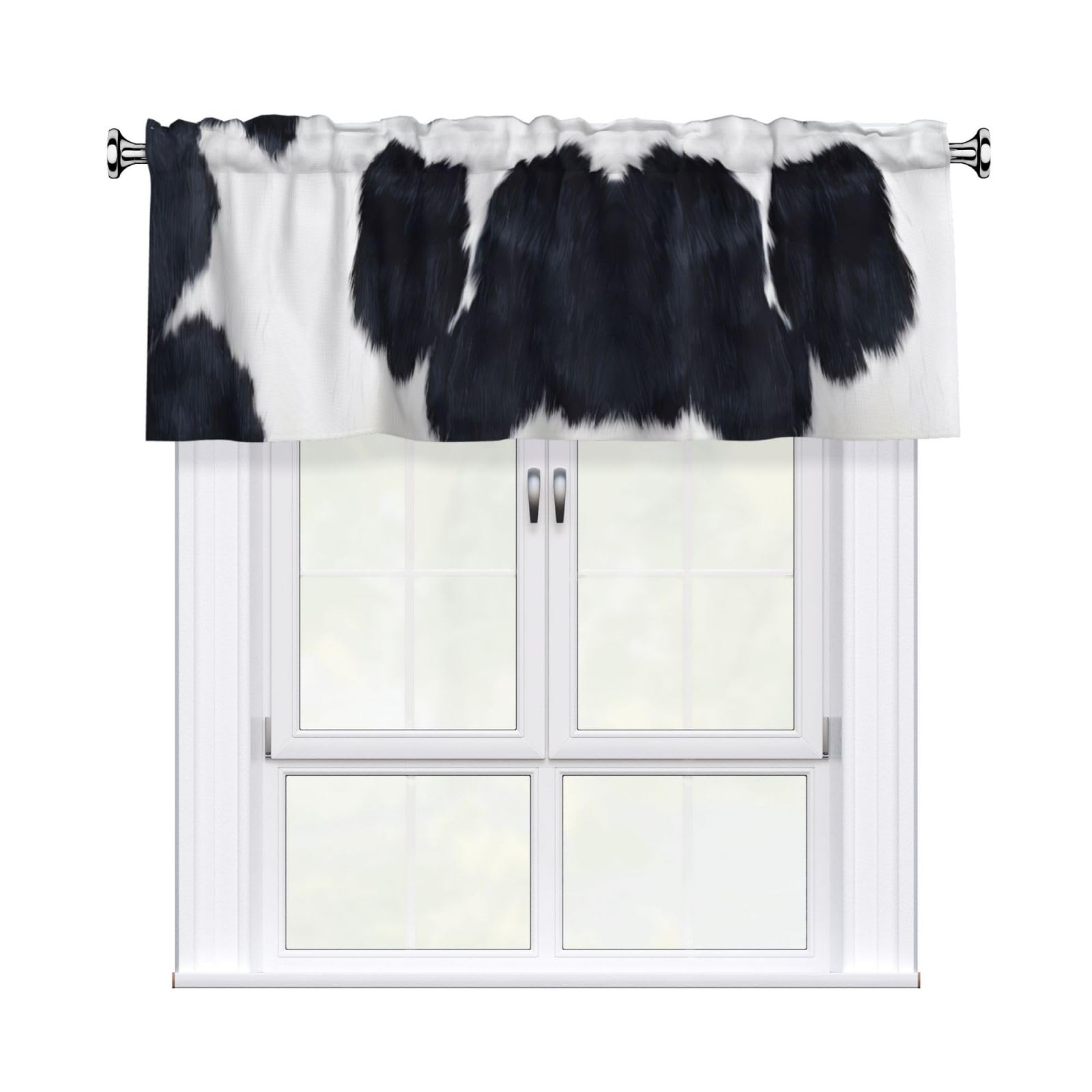 WHJDPP cowhide Prints Charming Kitchen Window Cover – 54x18 Inch Peach Skin Valance with Decorative Print