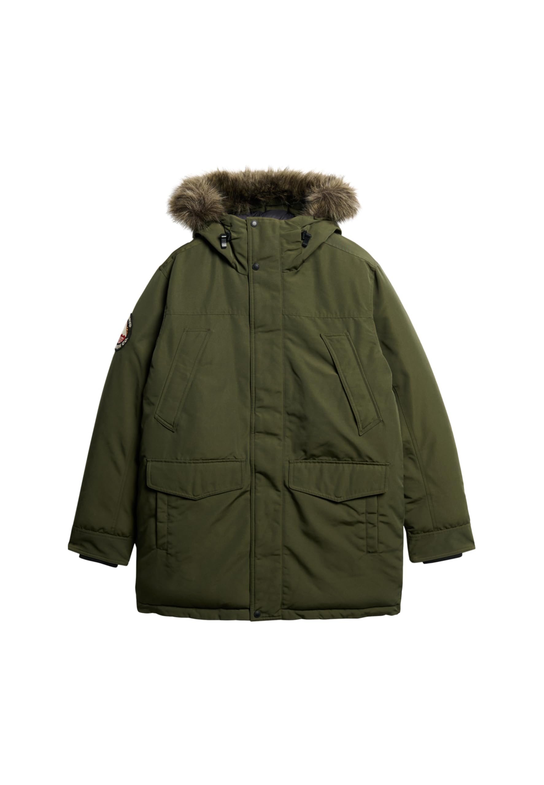 Superdry Men's Everest Faux Fur Parka Jacket, Green, Green, M