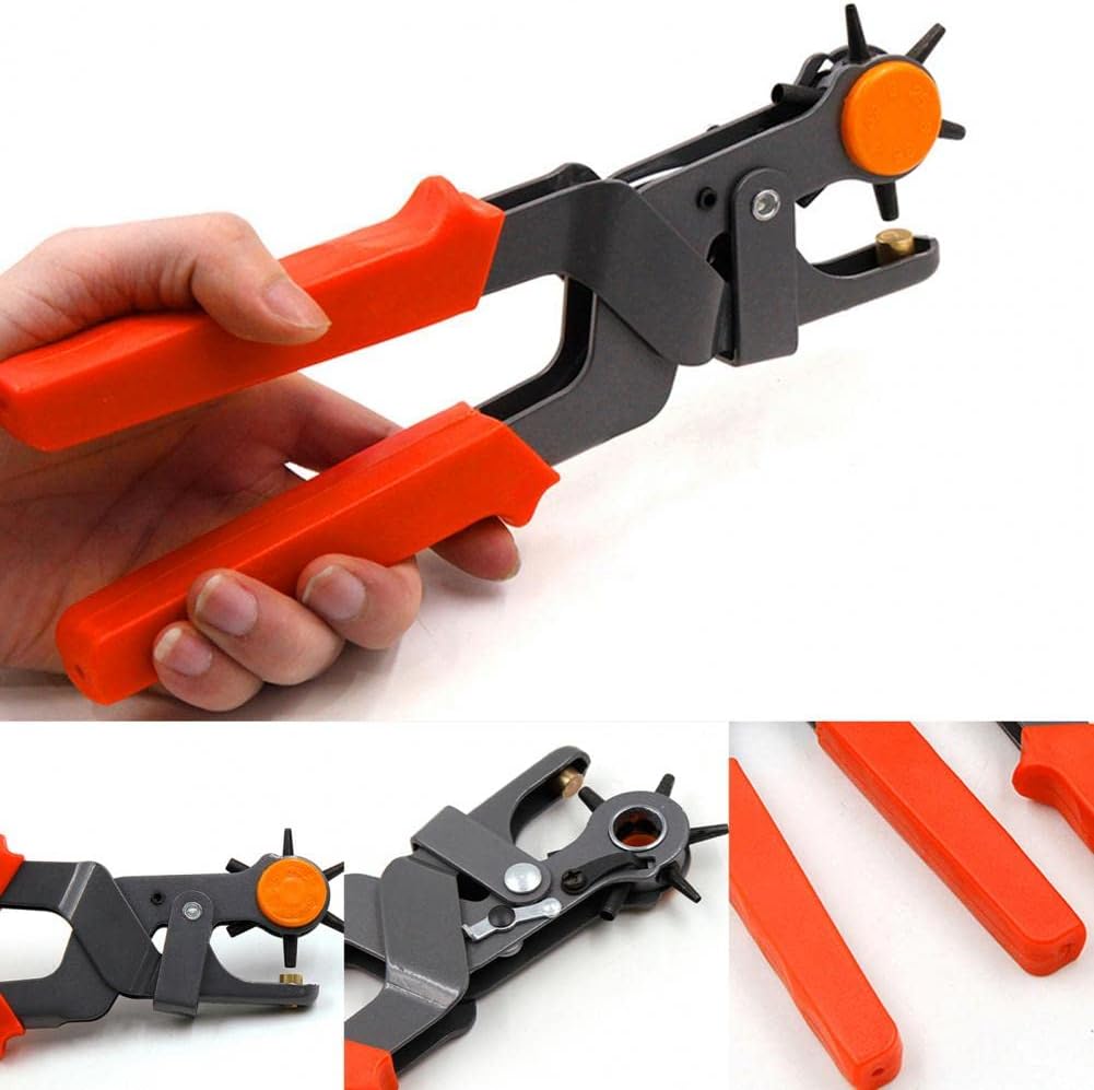 Useful Hole Punch Plier Widely Applied Easy to Use Easily Punches Leather Punch Tool Belt Hole Punch Rotary Puncher - (Color: Red)
