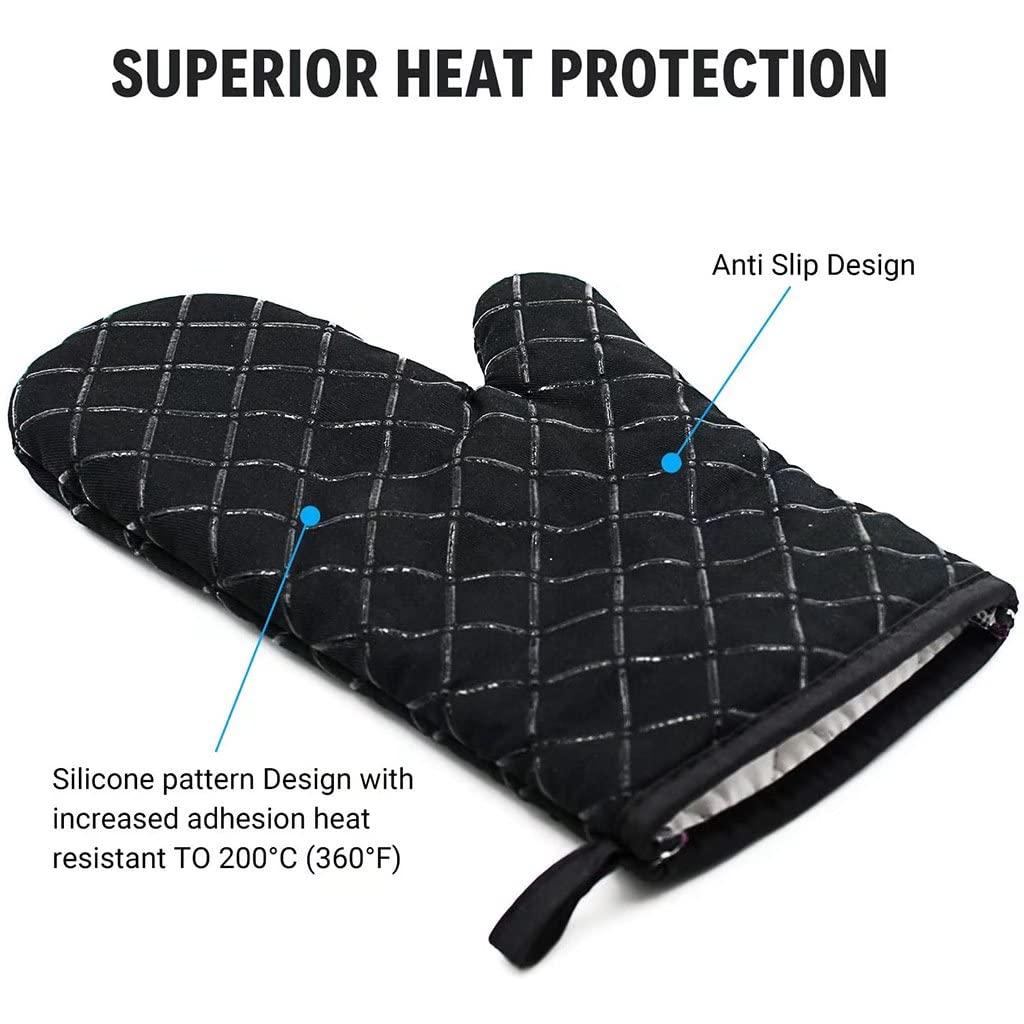 Gants de four en silicone résistants à la chaleur antidérapants épais pour la cuisine, la pâtisserie, le barbecue et le micro-ondes – Isolation haute température pour plus de sécurité
