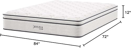 Miniatura 51 de Modway Jenna - Colchón King de muelles interiores (8 pulgadas), Tela, Blanco