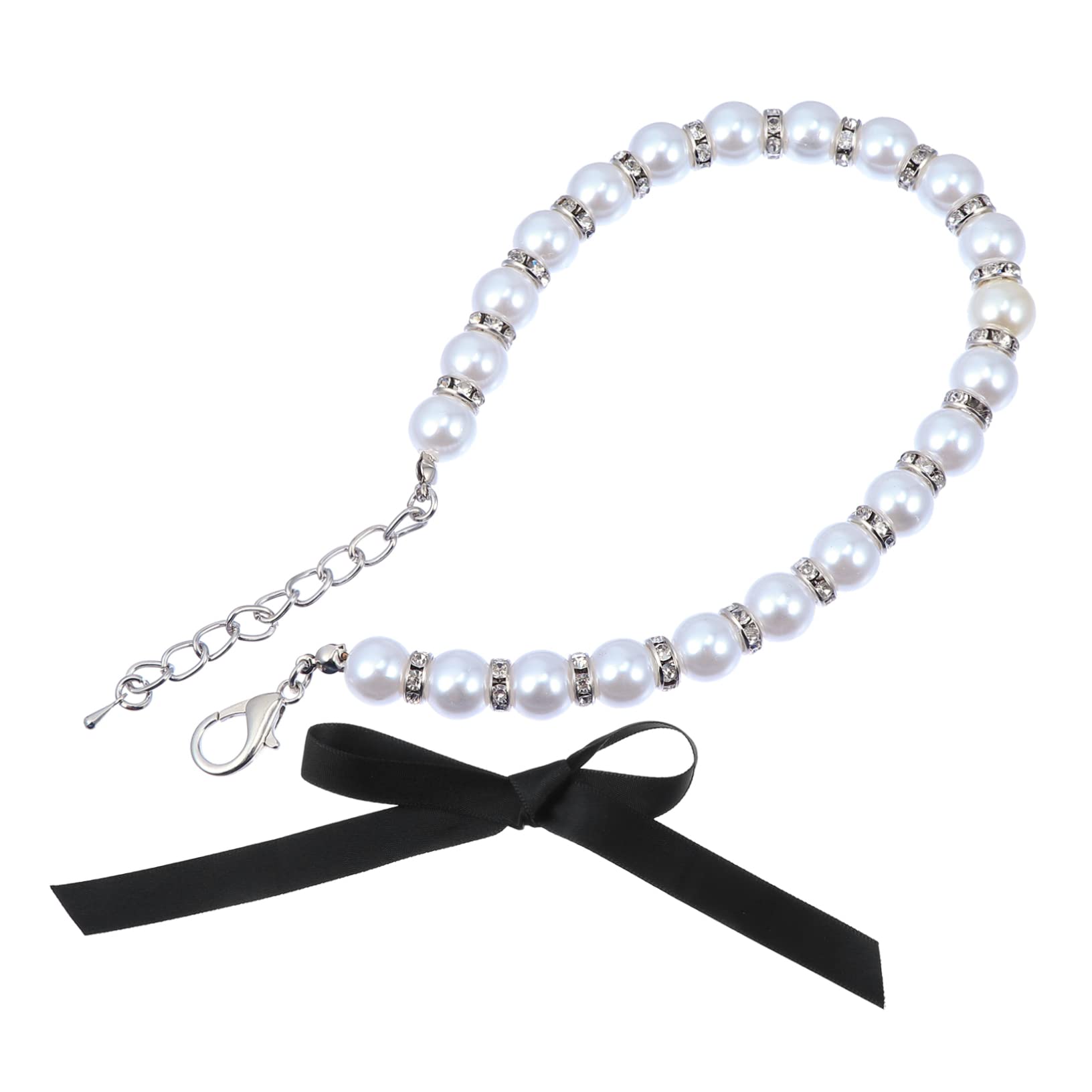 Balacoo Chic Pearl Choker Necklace for Dogs Imitation Pearls Easy to Wear/Remove Adjustable Buckle Perfect Pet Accessory