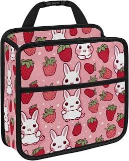 NEWzone Car Seat Organizer Backseat Car Organizer, Bunny Strawberry, Microfiber Leather Car Backseat Organizer Road Trip Essentials, Multifunction Car Seat Back Organizer for Kids & Adults