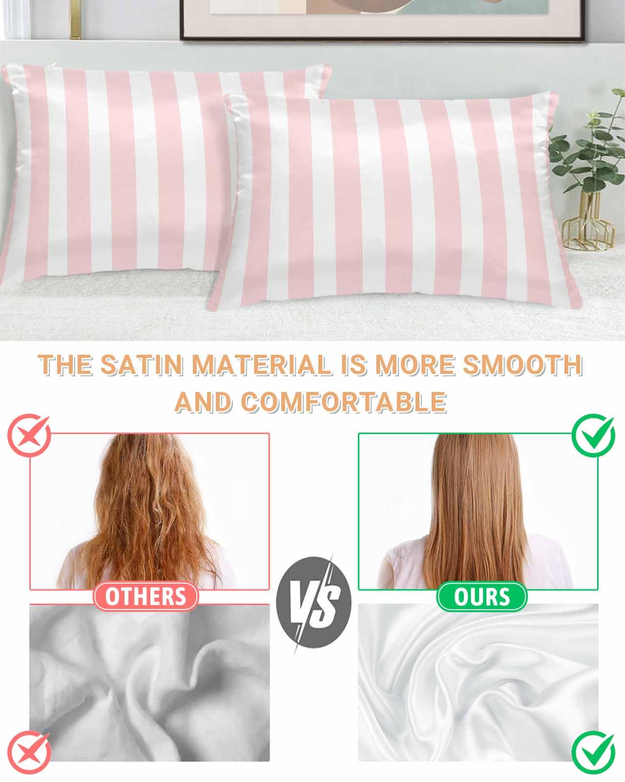 Amazon.com: Huotupsine Pink Striped Pillow Cases Queen Size 
