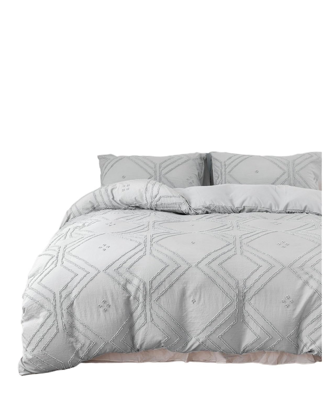 Housse de couette touffetée parure de lit 200x200 microfibre douce 3 pièces drap de lit