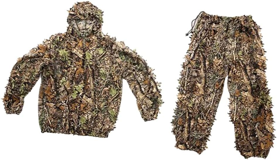F FityleDurable Ghillie Suits, 3D Leafy Ghille Suit for Youth Boys, Adults Men Women Hooded Hunting Airsoft Camouflage Gillies Suits Clothines Set โ Kids