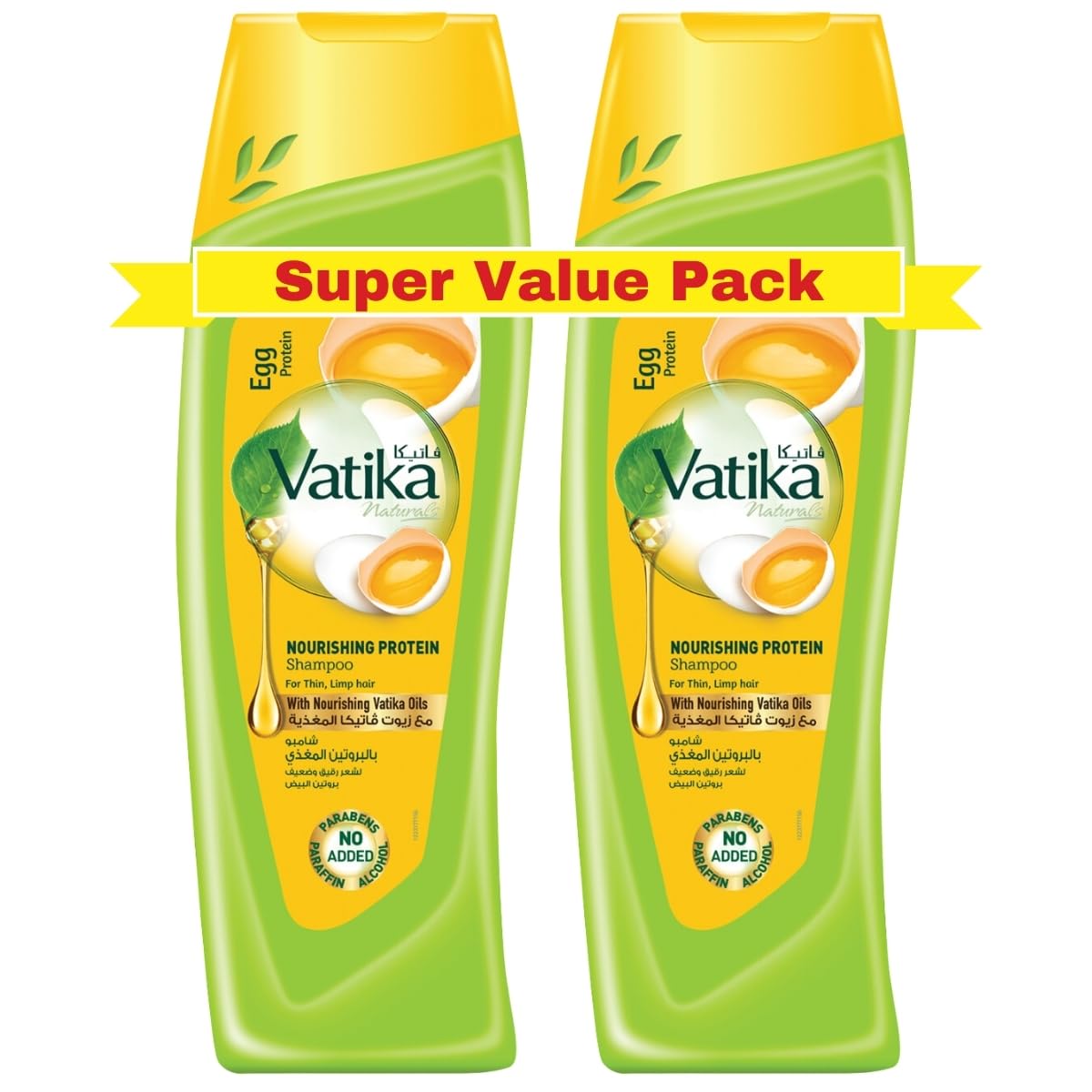 Naturals Nourishing Egg Protein Shampoo 2x400 ml |For Thin & Limp Hair | With Nourishing Vatika Oils | Super Value Pack of 2