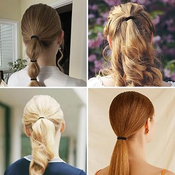 100PCS Hair Ties for Women Girls Thick Hair Bands Strong Stretchy Elastic Ponytail Holders No Damage (Brown, 100pcs)
