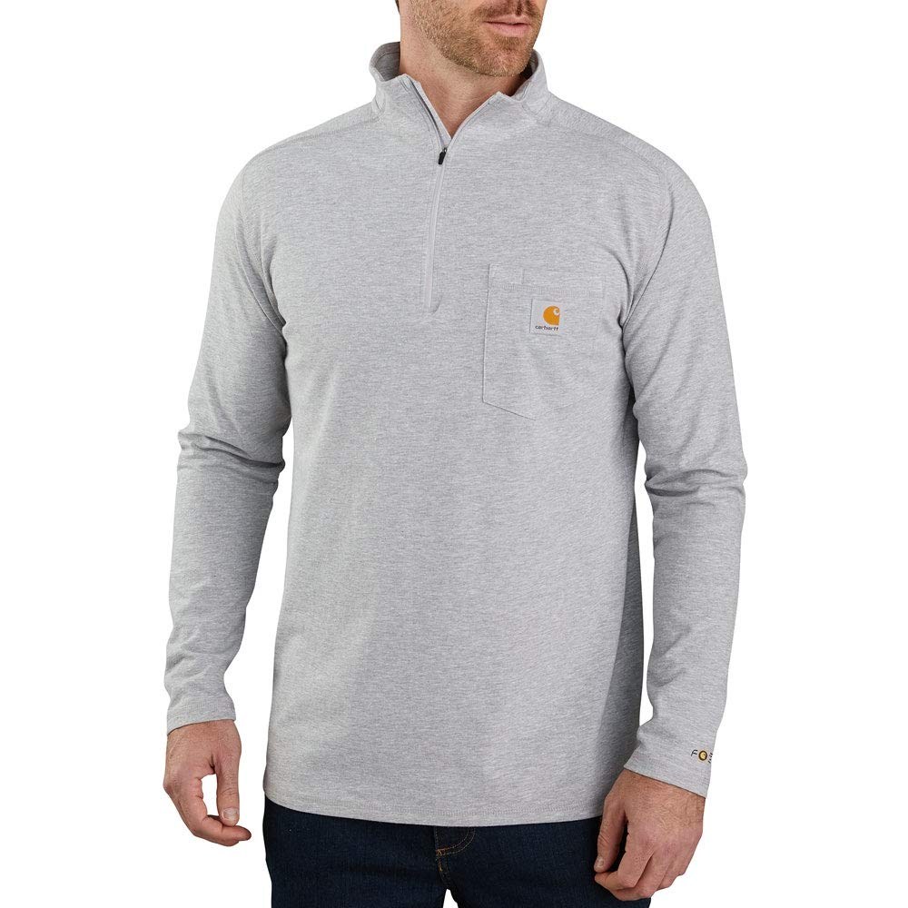 Carhartt Force Playera de Manga Larga con Bolsillo con Cremallera de Un Cuarto Camisa de utilidades de Trabajo Hombre (Pack de 1)