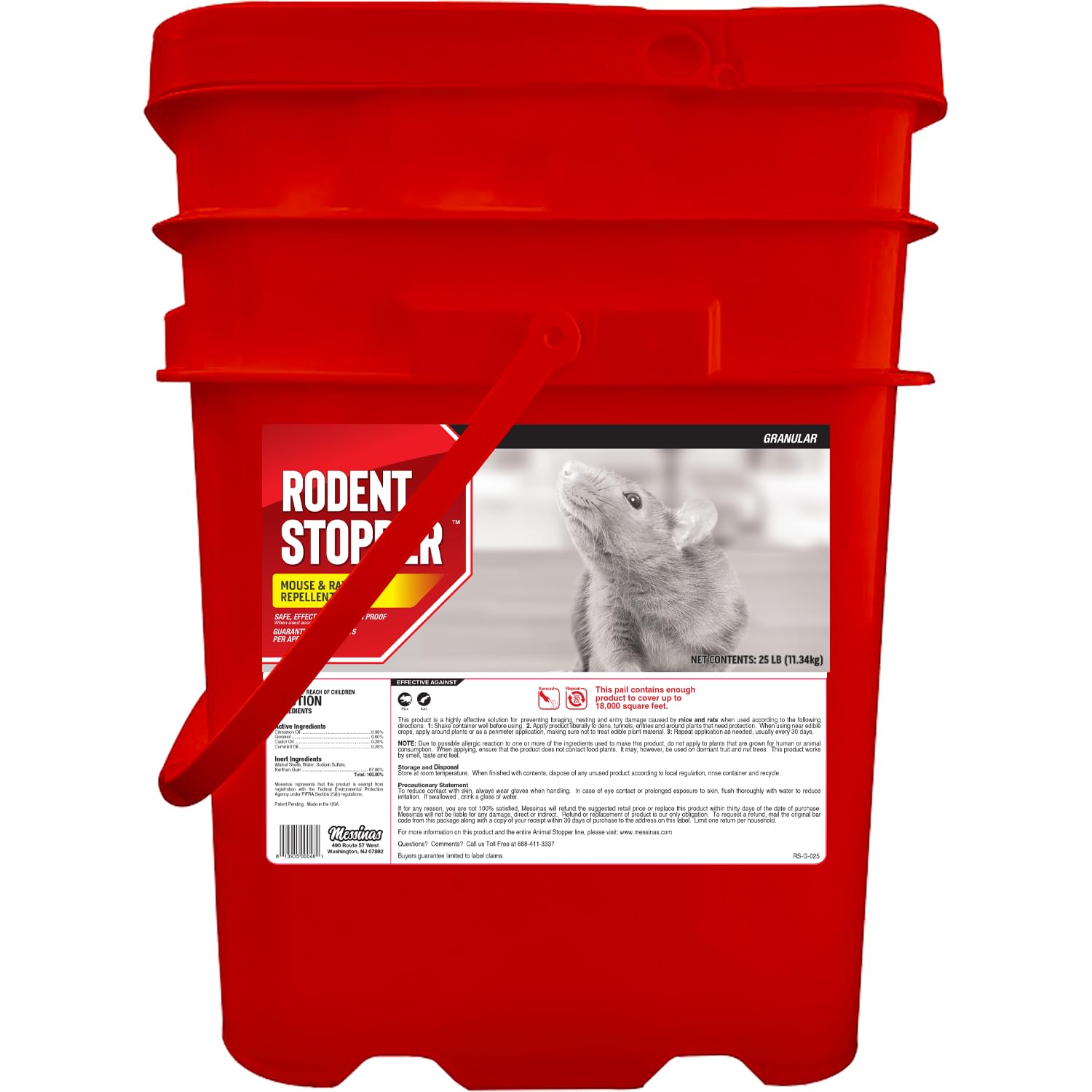 Rodent Stopper, Granular Animal Stopper Repellent, All Natural, Effective All Year Round, Safe for People and Pets, No Harsh Chemicals, Ready to Use, Rodent Repellent, Granular - 25 lb. Bulk