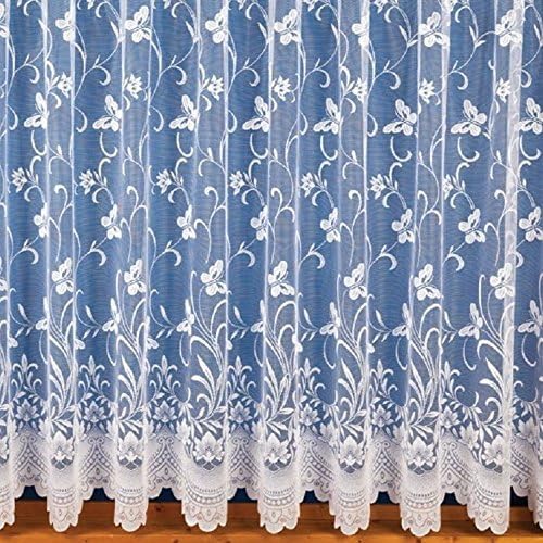 Hawaii Butterfly White Net Curtain Sold by the metre (54" Drop)