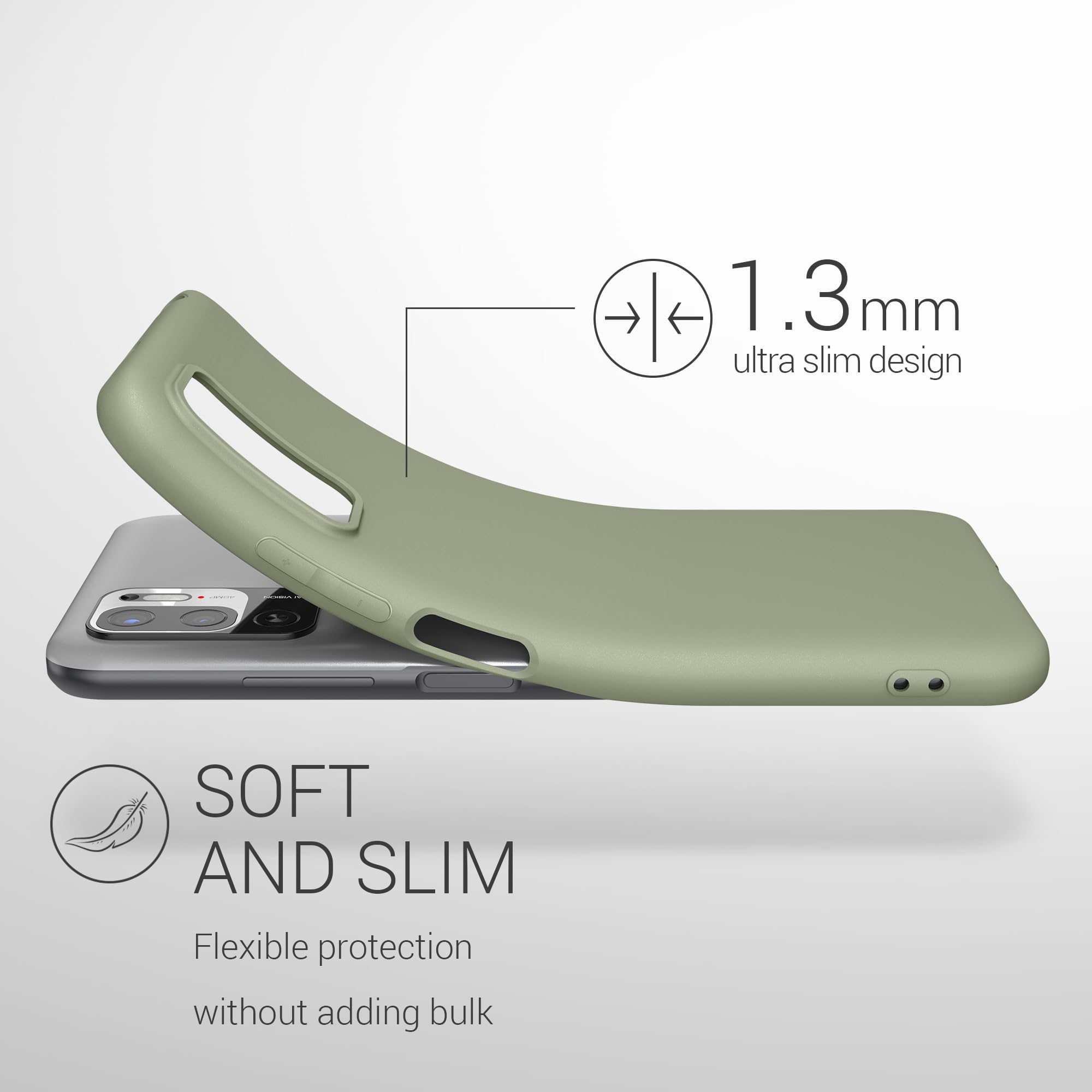 kwmobile Case for Xiaomi Redmi Note 10 5G Case - Soft Cover - Shockproof TPU Material - Wireless Charging - Gray Green - Image 2