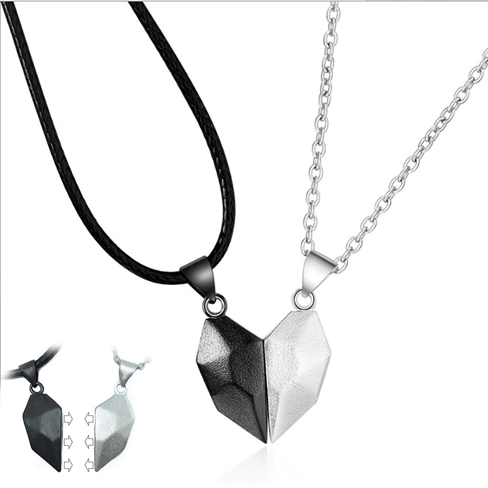 Amazon Co Jp 2魂1ハートネックレス パーソナライズされた磁気ハートネックレスカップルのために カップルハートネックチェーン軽量シンプルなペンダントギフト誕生日バレンタインデー A ホーム キッチン