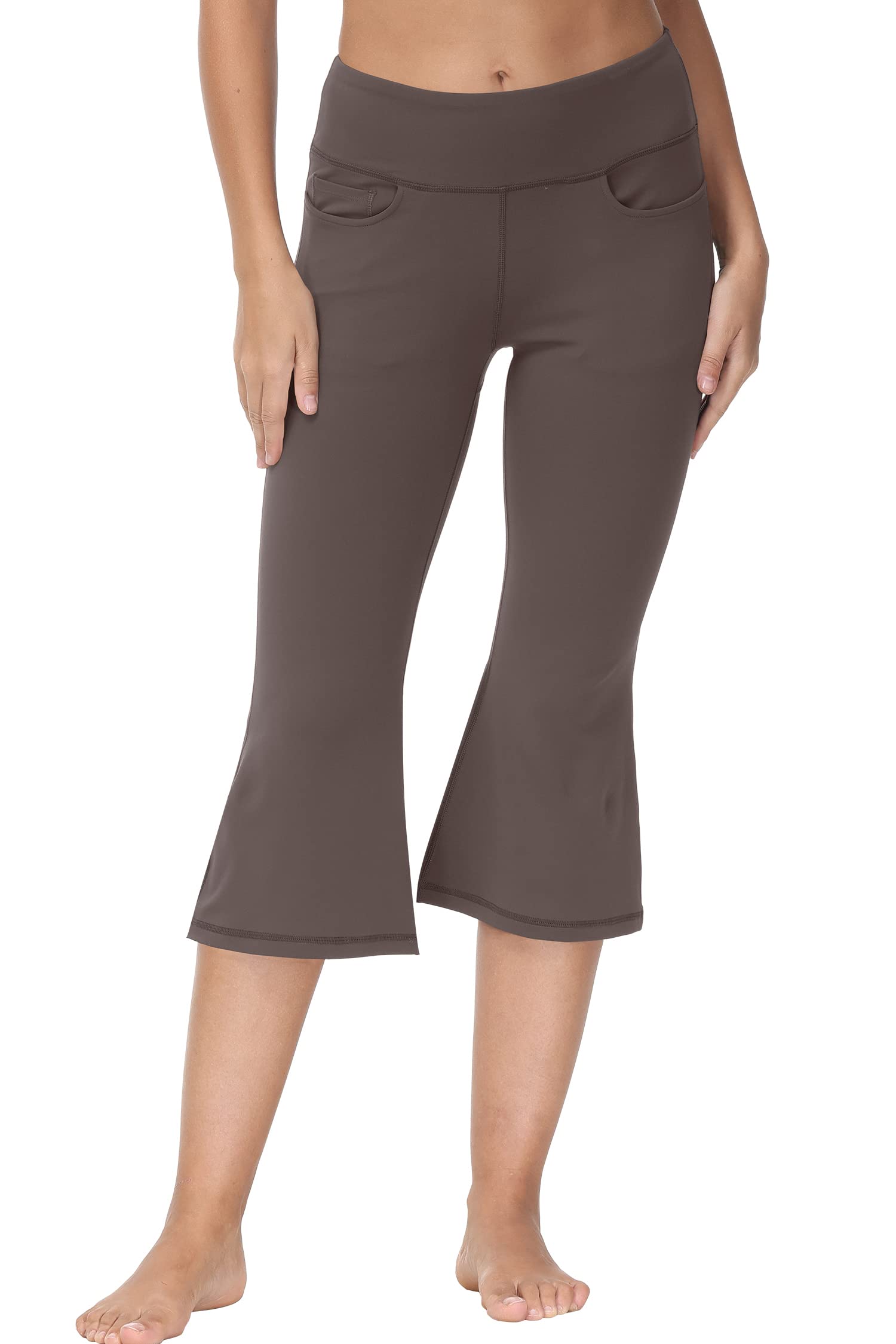 Cakulo Womens Capri Yoga Flare Pants Workout Athletic Active Summer Bootcut Capris Leggings Pockets