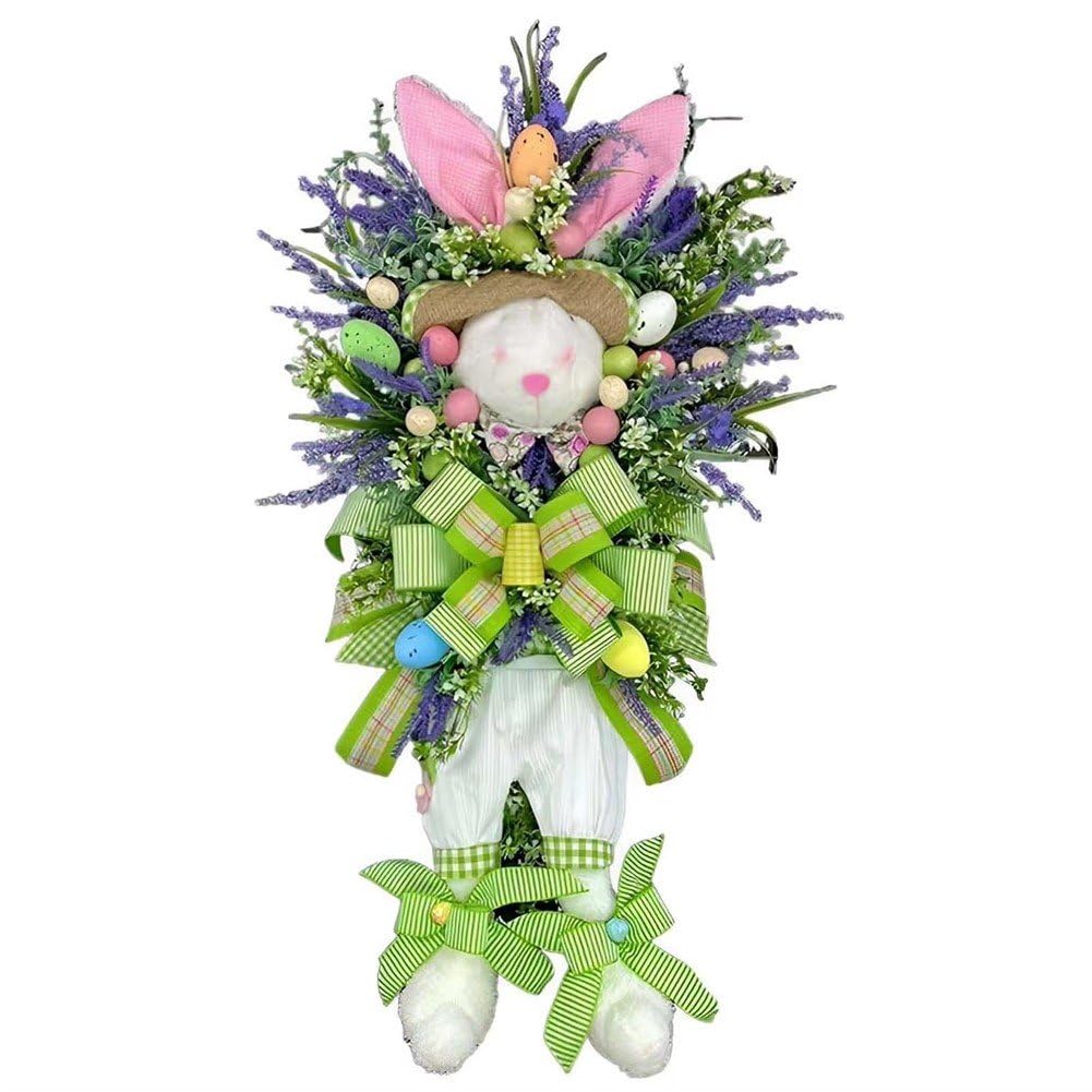 Couronne de Lapin de Pâques artificielle pour porte d'entrée et déco murale