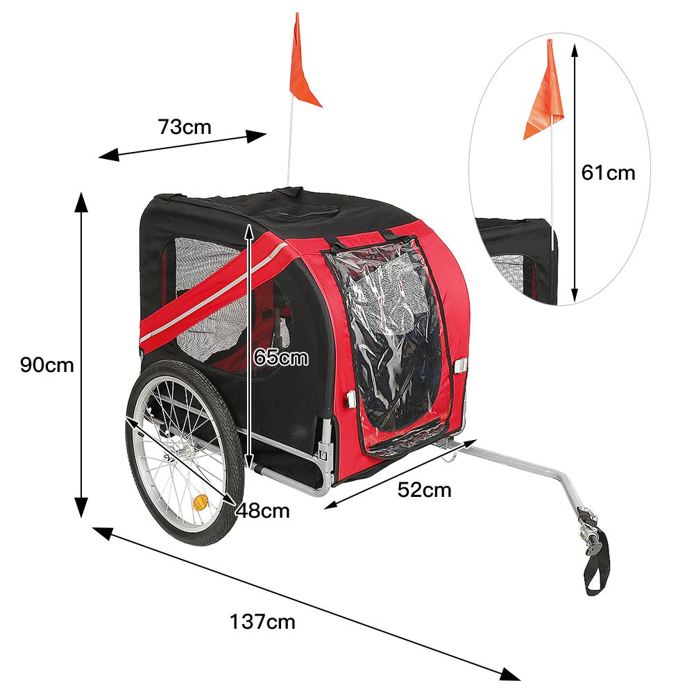Przyczepa rowerowa 2 w 1, wielofunkcyjny wózek transportowy dla zwierząt domowych, 2 w 1 przyczepa rowerowa dla dziecka/dziecka 2 w 1 (137 x 73 x 90 cm (czerwona i czarna)