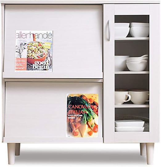 Amazon Co Jp アイリスオーヤマ 食器棚 キッチンキャビネット 木目調 フラップ扉 可動棚 幅約90 奥行約42 5 高さ約93 7cm オフホワイト Kpb 9360 ホーム キッチン