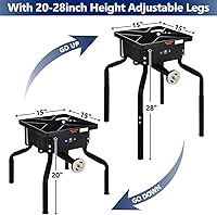 Vista 2 de ARC - Estufa de propano de 200,000 BTU con patas extraíbles, con 25 pulgadas, 41 cuartos de galón, resistente, Cazo para carnitas, gran wok