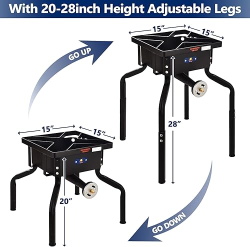 Miniatura 2 de ARC - Estufa de propano de 200,000 BTU con patas extraíbles, con 25 pulgadas, 41 cuartos de galón, resistente, Cazo para carnitas, gran wok para