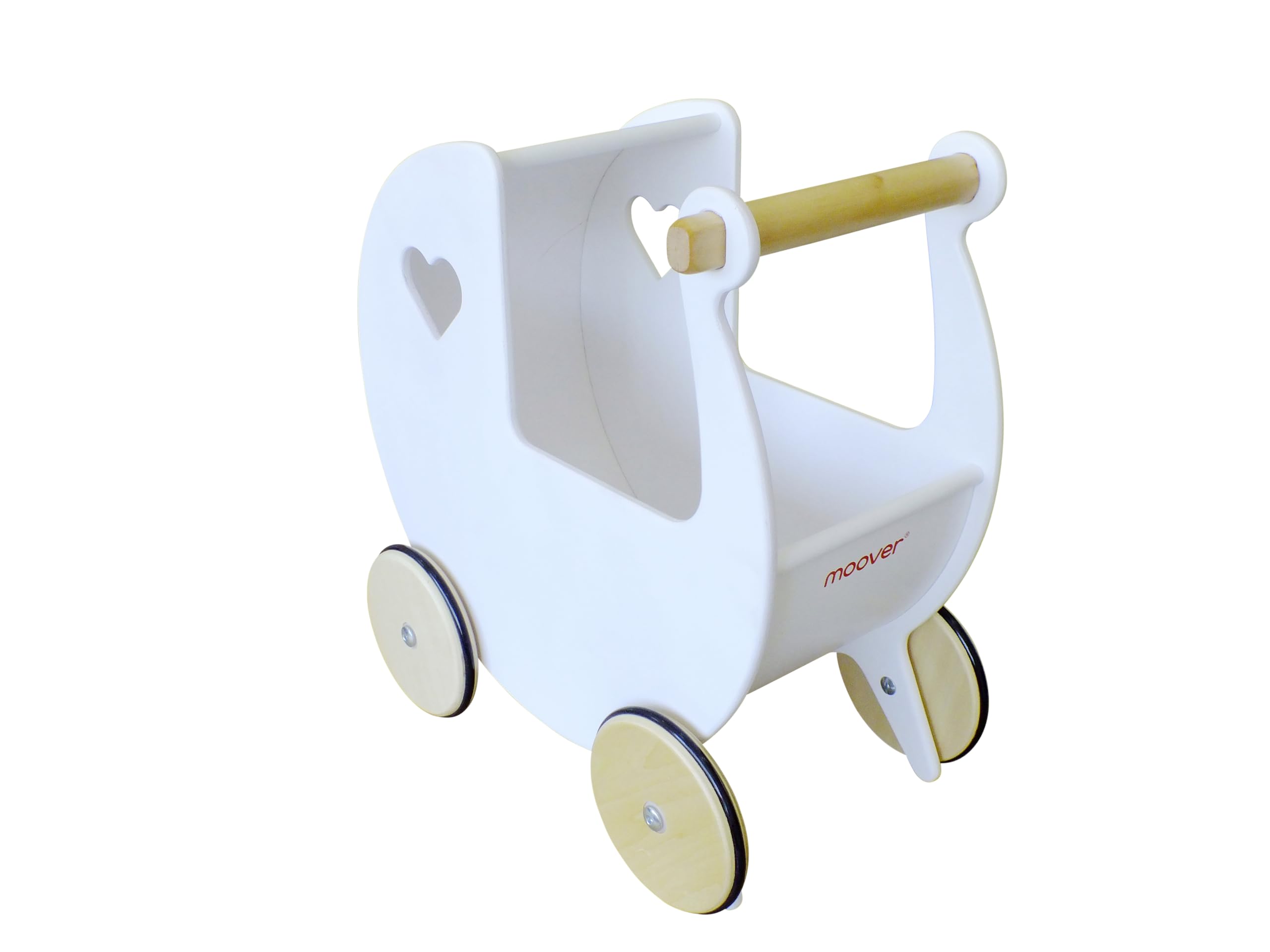 Moover Toys - Dänischer Designer Holz Puppenwagen weiß/Dolls pram White