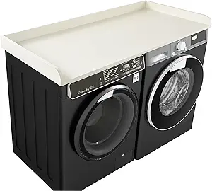 Kaboon Washer Dryer Countertop 58" x 28" Extra Large Version, Melamine Countertop with 3.5" Edge Rails, Laundry Room Organization, White