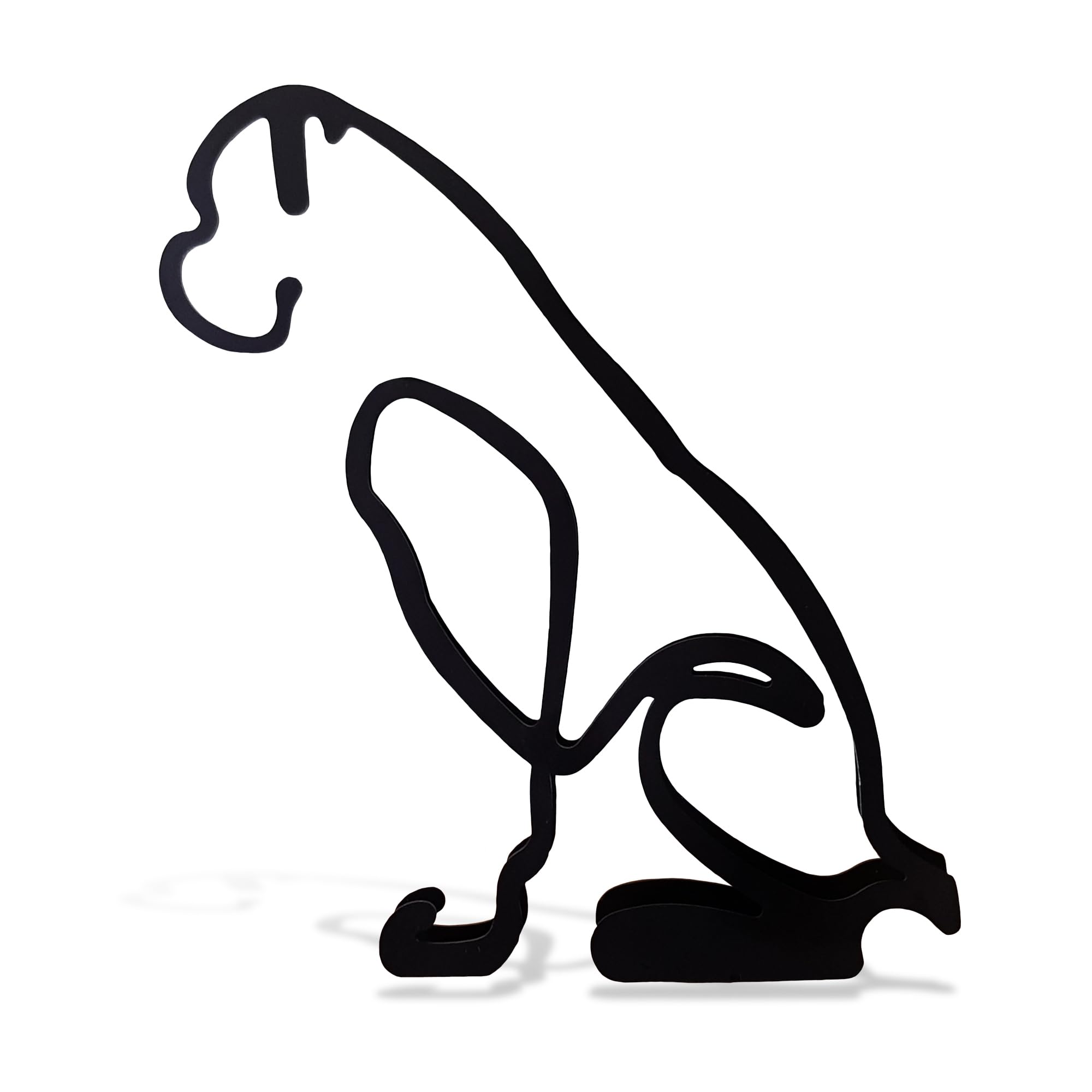 Minimalistic Black Metal Boxer Dog Statue Art Figurine Gift Home Decor Ornament Version (Small)